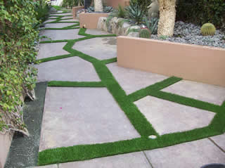 Flagstone and artificial grass
